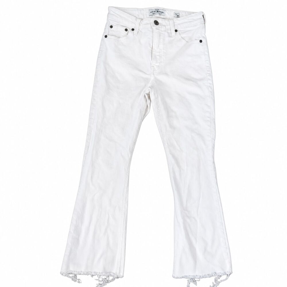 Lucky Brand Women’s Size 2/26 White High Rise Flare Jeans Raw Hem Denim